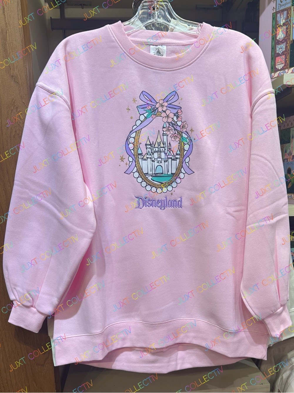 Disney Parks Disneyland Castle Bow Ribbon Pink Pullover Sweatshirt